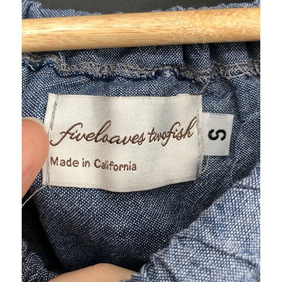 5L2F Denim Off-Shoulder Dress With White Tassel Trim Girls S Blue USA Boho Chic - Picture 5 of 8